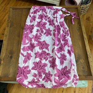 Pink Floral Side Tie Midi Sarong